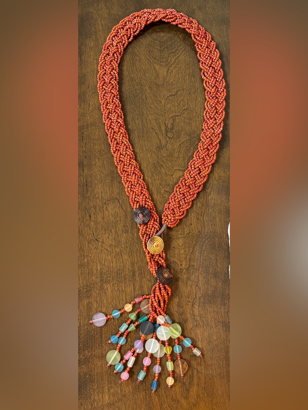 Vintage 90s Boho Seed Belt with colorful beads